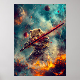 Hemelse Beer Krijger – Kosmische Samurai Bewaker Poster