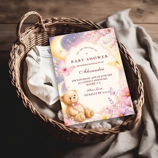 Hemelse Beer Maan Sterren Baby Shower Kaart