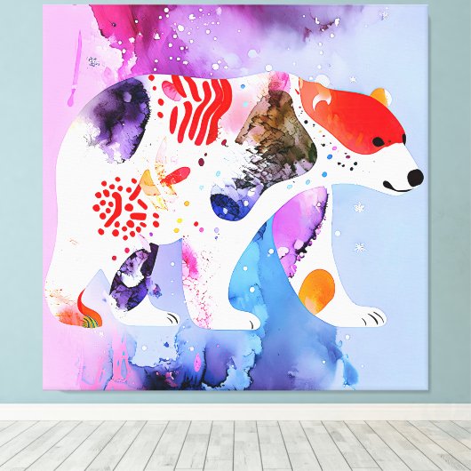 Hemelse Beer met een Glimlach Canvas Afdruk (Insitu (Houten vloer))