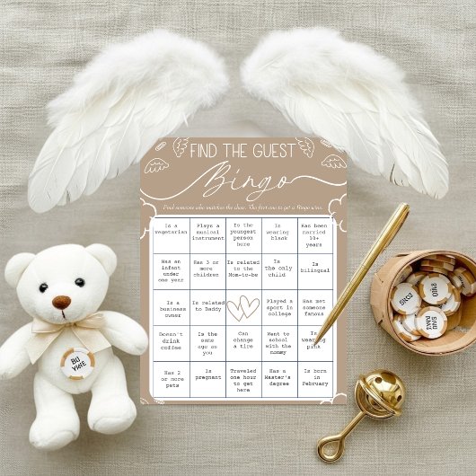 Hemelse Beige Vind de Gast Bingo Kaart