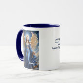 Hemelse beschermengel met blauwe jurk mok (Voorkant links)