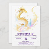 Hemelse betoverde draak verjaardag kaart (Voorkant / Achterkant)