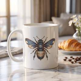 Hemelse Bij Beker Goud & Blauw Luxe Lijn Kunst Koffiemok
