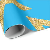 Hemelse Blauwe en Gouden Ster Cadeaupapier (Rol Hoek)