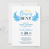 Hemelse Blauwe Engelenvleugels Babyfeest Kaart (Voorkant)