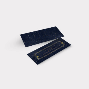 hemelse blauwe gouden bruiloft Website Mini Visitekaartjes