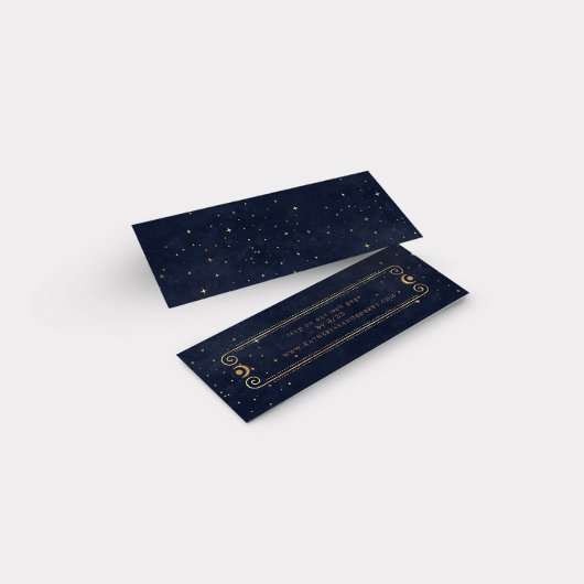 hemelse blauwe gouden bruiloft Website Mini Visitekaartjes