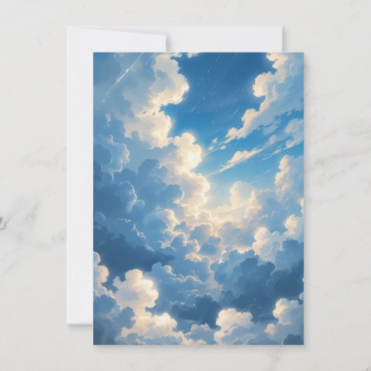 Hemelse Blauwe Hemel Cloud Huwelijksuitnodiging Kaart (Achterkant)