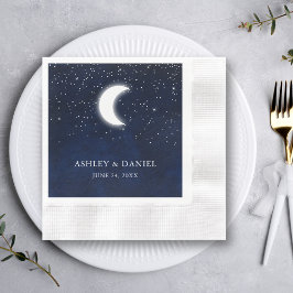 Hemelse Blauwe Hemel Maan Sterren Trouwcocktail Servet