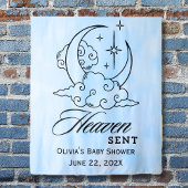 Hemelse Blauwe Maan Sterren Baby Shower  Wandkleed
