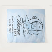 Hemelse Blauwe Maan Sterren Baby Shower  Wandkleed (Voorkant (horizontaal))