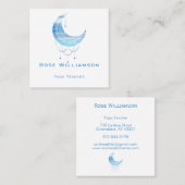 Hemelse Blauwe Maan Waterverf Vierkante Visitekaartje (Voorkant / Achterkant)