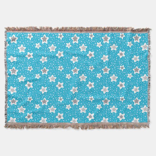 Hemelse blauwe polka dot retro met sterren deken (Voorkant)