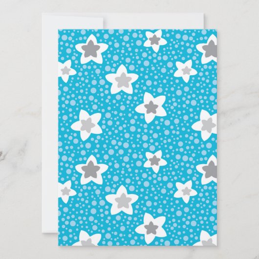 Hemelse blauwe polka dot retro met sterren feestdagenkaart (Voorkant)