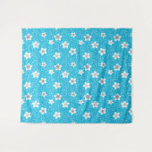 Hemelse blauwe polka dot retro met sterren wandkleed (Voorkant (horizontaal))