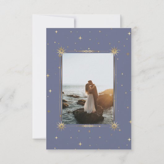 hemelse blauwe sterren Foto Save the Date Kaart (Achterkant)