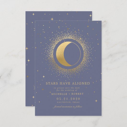 hemelse blauwe sterren Foto Save the Date Kaart (Voorkant / Achterkant)