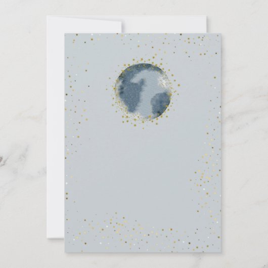 hemelse blauwe sterren maan bruiloft Invita Kaart (Achterkant)