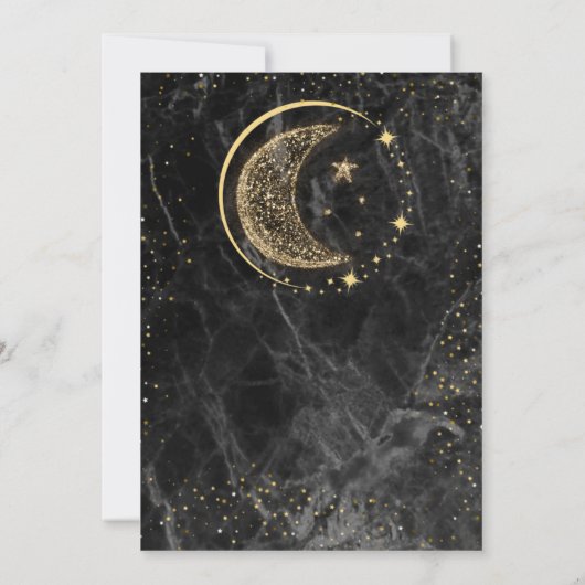hemelse blauwe sterren maan bruiloft Invitat Kaart (Achterkant)