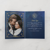 Hemelse Blauwe Tarot Trouwfoto Dank u Folie Wenskaart (Binnenlaag)