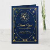 Hemelse Blauwe Tarot Trouwfoto Dank u Folie Wenskaart (Voorkant)