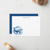 Hemelse blauwe vinvis notitiekaartje (Voorkant / Achterkant in situ)