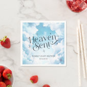 Hemelse Blauwe Wolken Aangepaste Naam Baby Shower Servet (Insitu)