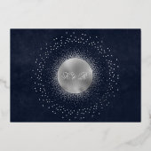 hemelse blauwe zilveren sterren Weddenschap Folie Uitnodiging (Achterkant)