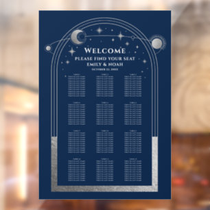 Hemelse Blauwe Zilveren Zon Maan Sterren Huwelijk Raamsticker