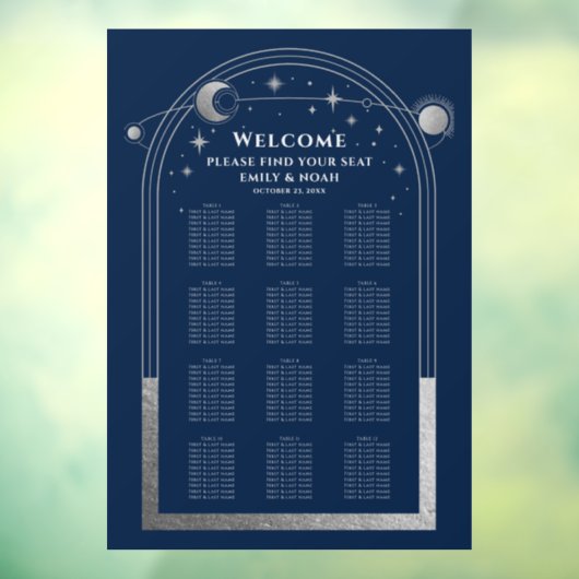 Hemelse Blauwe Zilveren Zon Maan Sterren Huwelijk Raamsticker (Vel 3)