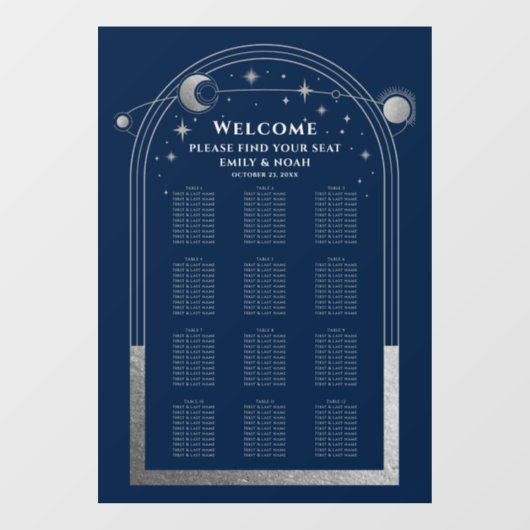 Hemelse Blauwe Zilveren Zon Maan Sterren Huwelijk Raamsticker (Vel)