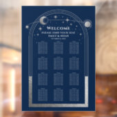 Hemelse Blauwe Zilveren Zon Maan Sterren Huwelijk Raamsticker (Vel 2)