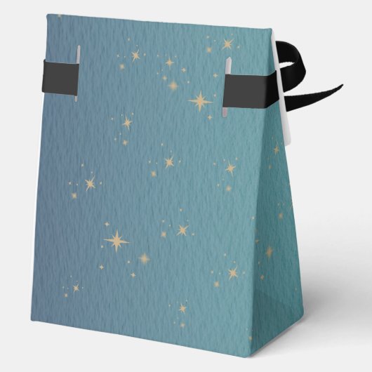 Hemelse Blauwgroen Gouden Zon Maan Sterren Wedding Bedankdoosjes (Achterkant)