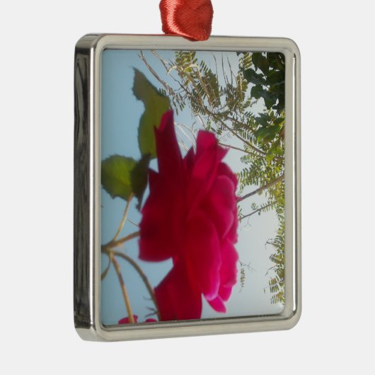 Hemelse Bloei: Een Roos tegen de Hemel Metalen Ornament (Rechts)