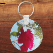 Hemelse Bloei: Een Roos tegen de Hemel Sleutelhanger (Voorkant)