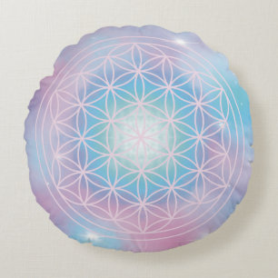 Hemelse Bloei - Heilige Geometrie Bloem des Levens Rond Kussen