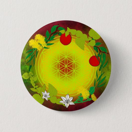 Hemelse Bloei - Heilige Geometrie Ronde Button 5,7 Cm (Voorkant)