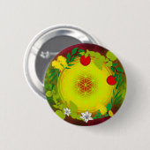 Hemelse Bloei - Heilige Geometrie Ronde Button 5,7 Cm (Voorkant /achterkant)
