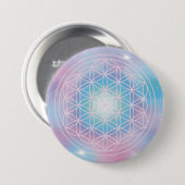 Hemelse Bloei - Heilige Geometrie Ronde Button 7,6 Cm (Voorkant /achterkant)