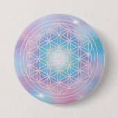 Hemelse Bloei - Heilige Geometrie Ronde Button 7,6 Cm (Voorkant)