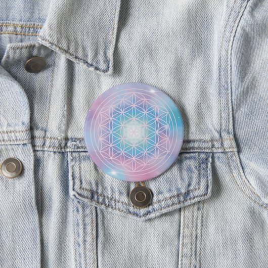 Hemelse Bloei - Heilige Geometrie Ronde Button 7,6 Cm (In situ)