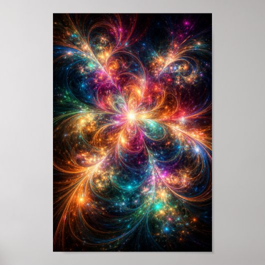 Hemelse Bloei – Levendig Kosmisch Fractal Kunstwer Poster (Voorkant)