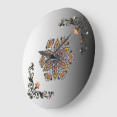 Hemelse Bloei Zwarte Gouden Mandala Grote Klok (Hoek)