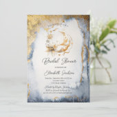 Hemelse Bloem Maan Gouden Bruidsdouche Kaart (Staand voorkant)