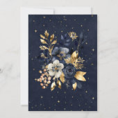 Hemelse Bloemen Blauw Goud Sterren Quinceanera Kaart (Achterkant)