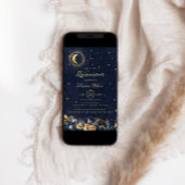 Hemelse Bloemen Blauw Goud Sterren Quinceanera Kaart