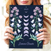 Hemelse Bloemen Maan Fase Aangepaste Naam Planner
