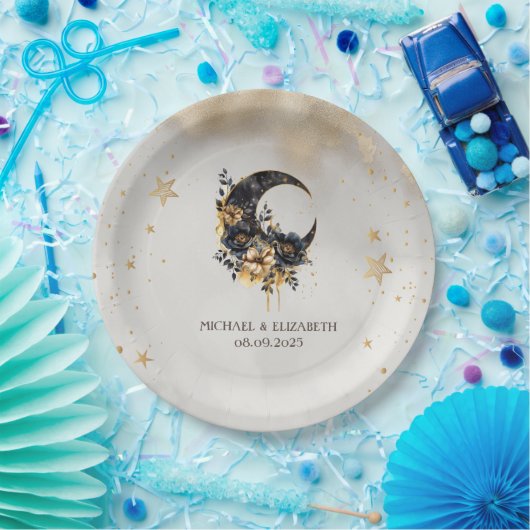 Hemelse Bloemenmaan, sterren Papieren Bordje (Feest)