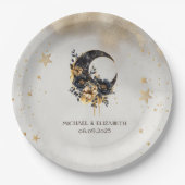 Hemelse Bloemenmaan, sterren Papieren Bordje (Voorkant)