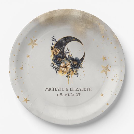 Hemelse Bloemenmaan, sterren Papieren Bordje (Voorkant)